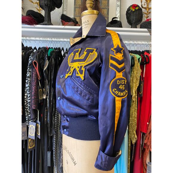 vintage 1950s reversible cropped satin womens letterman jacket s/m tennis H - Picture 5 of 8